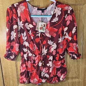 Floral Burgundy Blouse